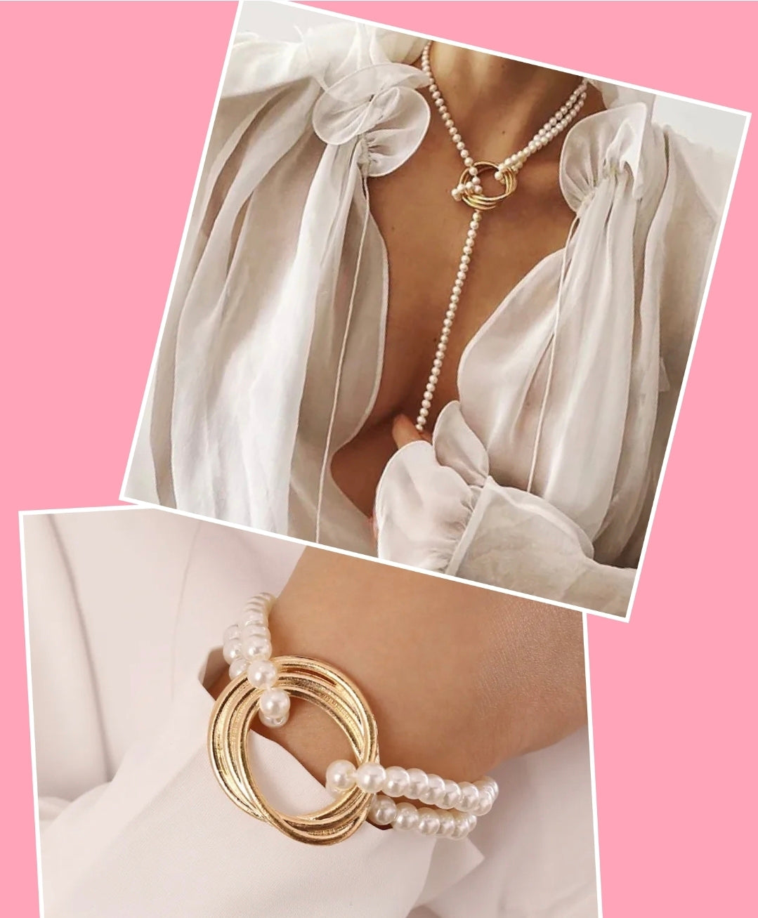 CONJUNTO ELEGANTE DE PERLA ARTIFICIAL